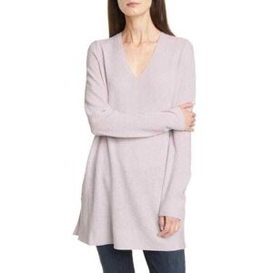 EILEEN FISHER Textured Extra Fine Merino Wool Crepe V-neck Sweater Ceramic M